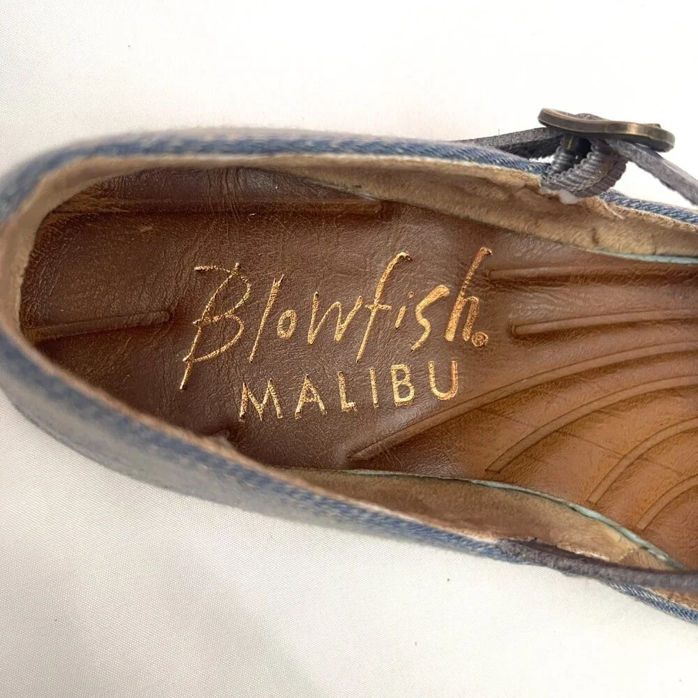 Blowfish Malibu Women Empower Mary Jane Comfort Footbed Denim Flat 7